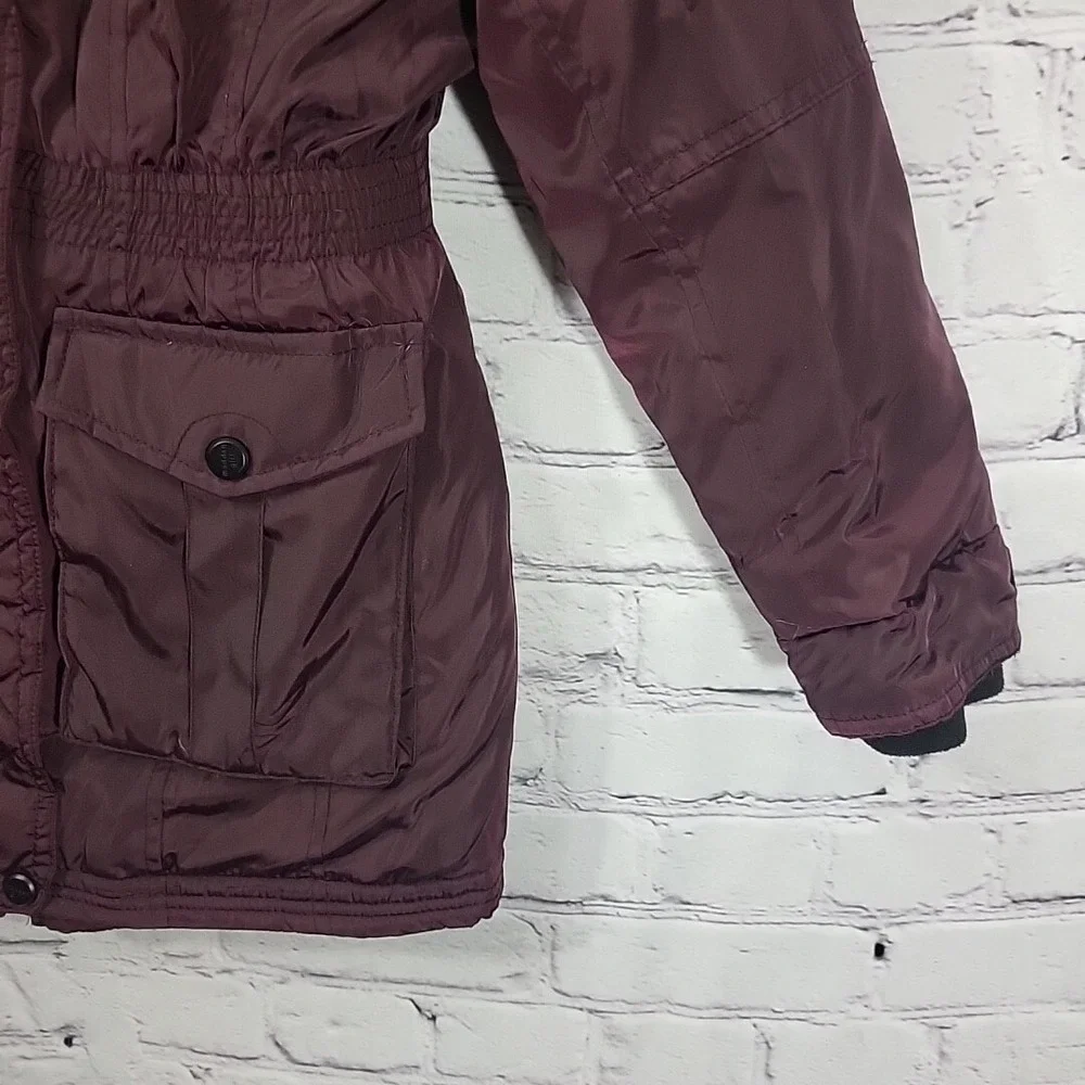 Madden Girl‎ Jacket Girls M Medium Puffer Burgundy Fur Trimmed Hood